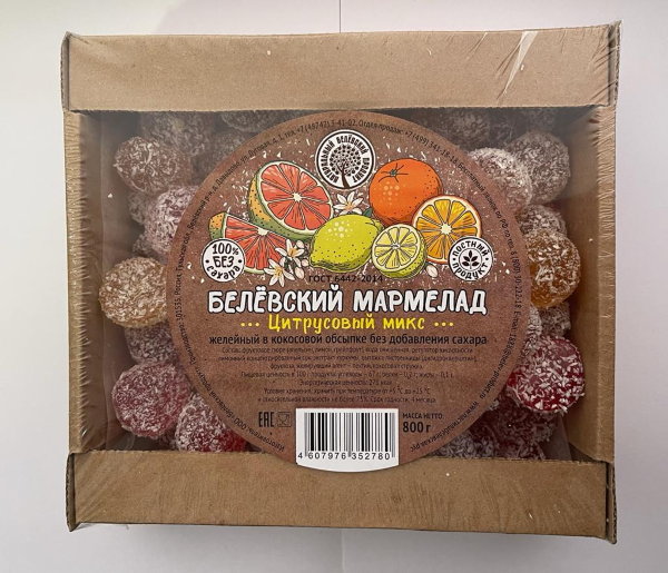 №2 Мармелад белевский на фруктозе 800г "Цитрусовый микс"    в Великом Новгороде